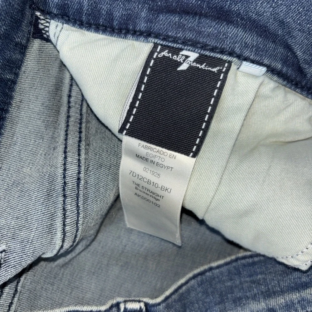 7 For All Mankind Jeans Mens 36x32 Blue The Straight Breckenridge Denim Stretch - Picture 6 of 11